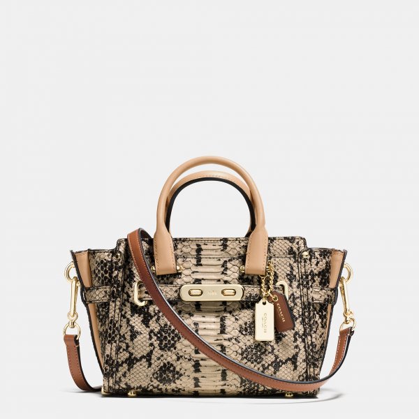 Modern Style Coach Swagger 20 In Colorblock Exotic Embossed Leather  Modern Style Coach Swagger 20 In Colorblock Exotic Embossed Leather