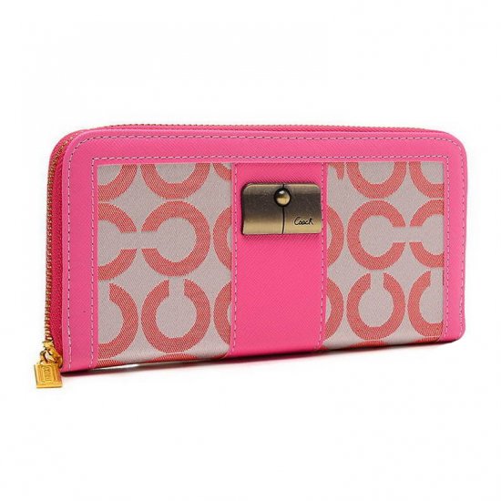 Coach Kristin Lock In Signature Large Pink Wallets ETH [coach20210857 ...