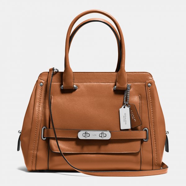 Fashion Solid Coach Swagger Frame Satchel In Calf Leather  Fashion Solid Coach Swagger Frame Satchel In Calf Leather